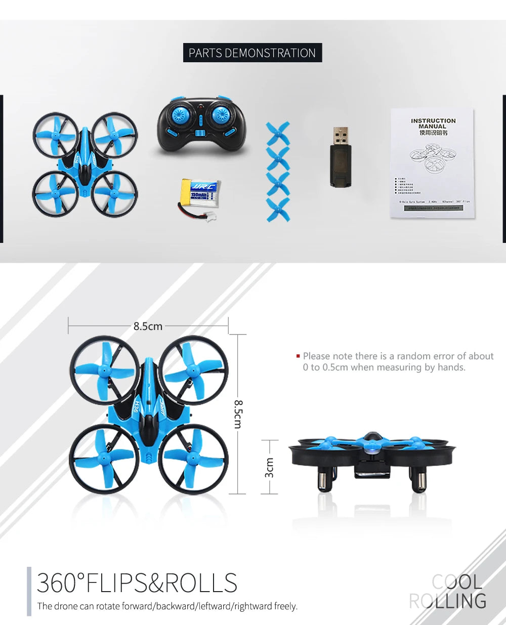 Jjrc H36 Mini Rc Drone Anti-collision 6-Axis Headless Mode Helicopter 360° Flip Remote Control Quadcopter Toys Drone for Kids