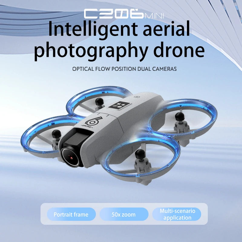 CZ06 Mini Drone for Kids - Rotating Colorful Light RC Quadcopter Aircraft 4K Camera UFO Shape Airplane Toy Gift