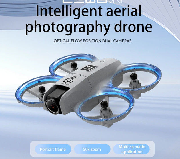 CZ06 Mini Drone for Kids - Rotating Colorful Light RC Quadcopter Aircraft 4K Camera UFO Shape Airplane Toy Gift