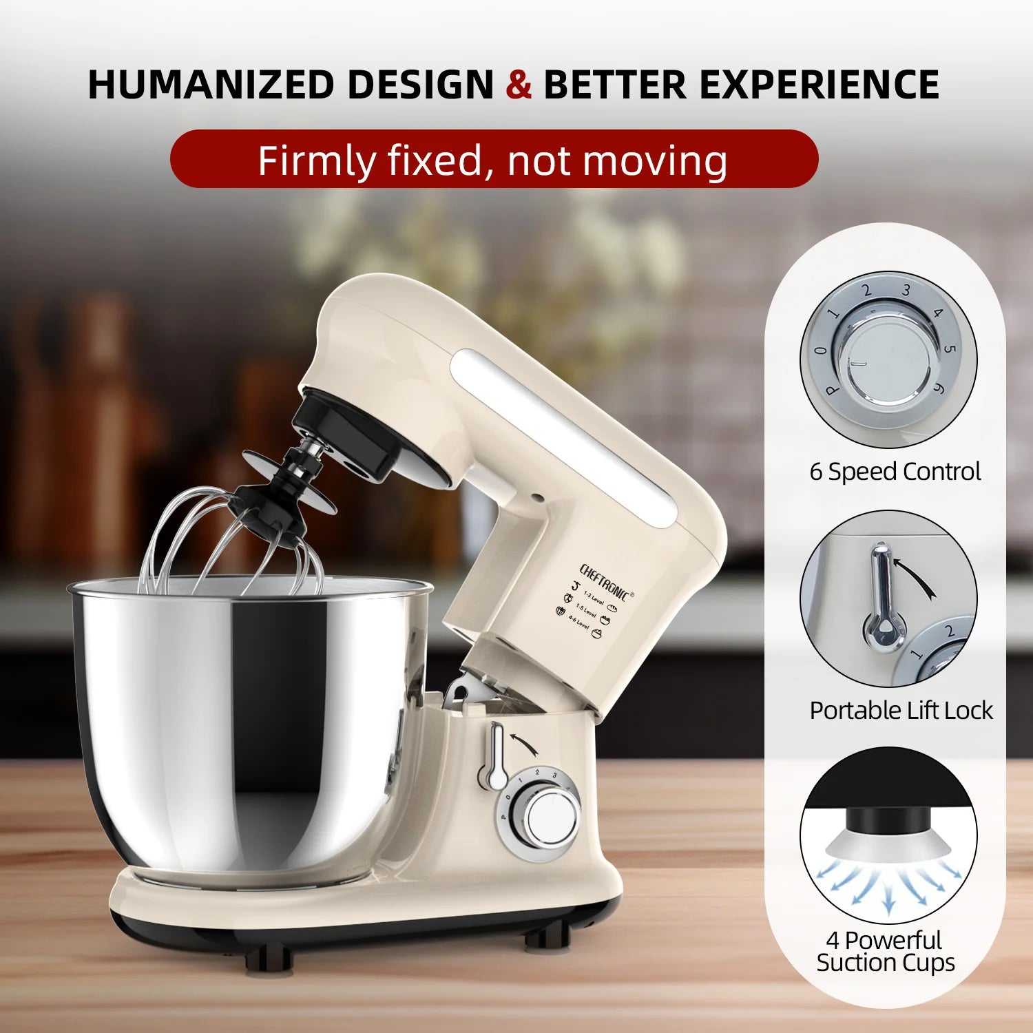 1pc Stand Mixer, Tilt-head Mixers, Kitchen Electric Dough Mixer, For Household Aids, 300W 3.8QT Stainless Steel Bowl, US Plug