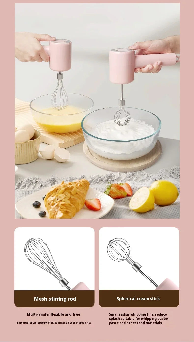 Hot Selling Portable Rechargeable Electric Hand-held Egg Beater Stainless Steel Mini Egg Whisk Electric Food Mixer for Kitchen