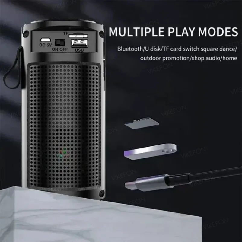 VIKEFON High Quality Wireless Bluetooth Speakers Powerful Portable Sound Box Subwoofer Audio Bass Player Sound System LED Light