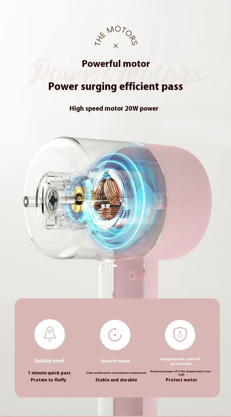 Hot Selling Portable Rechargeable Electric Hand-held Egg Beater Stainless Steel Mini Egg Whisk Electric Food Mixer for Kitchen