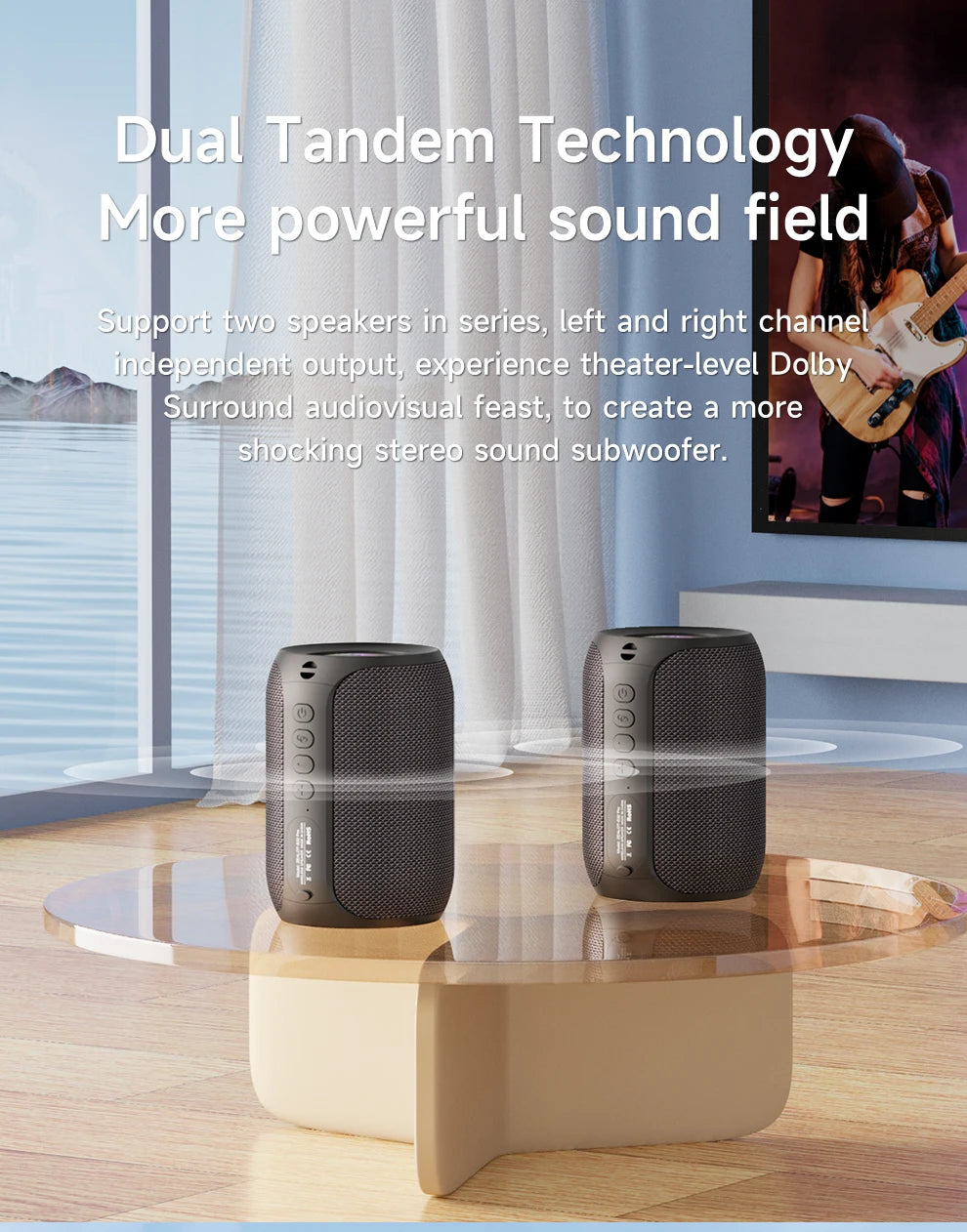 ZEALOT S32PRO 15W Portable Bluetooth 5.2 Speaker Outdoor Waterproof Wireless TWS Mini Column Box Speaker Outdoor TF Card