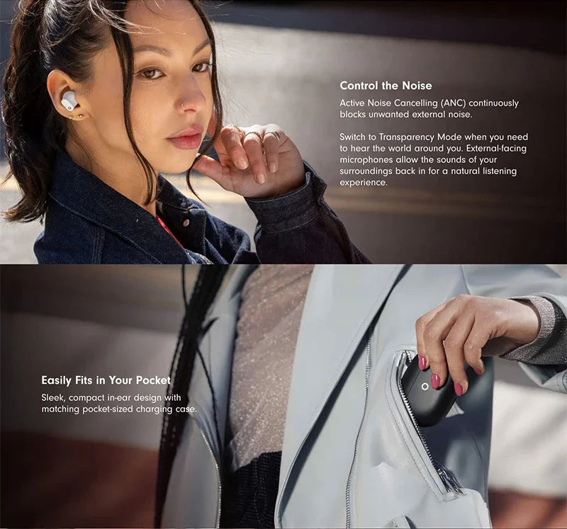 UYUXIO Wireless Earphone Cancelling Bluetooth 5.3 HiFi Buds ENC Headphone TWS Earbuds Transparency Mode for iPhone Samsung