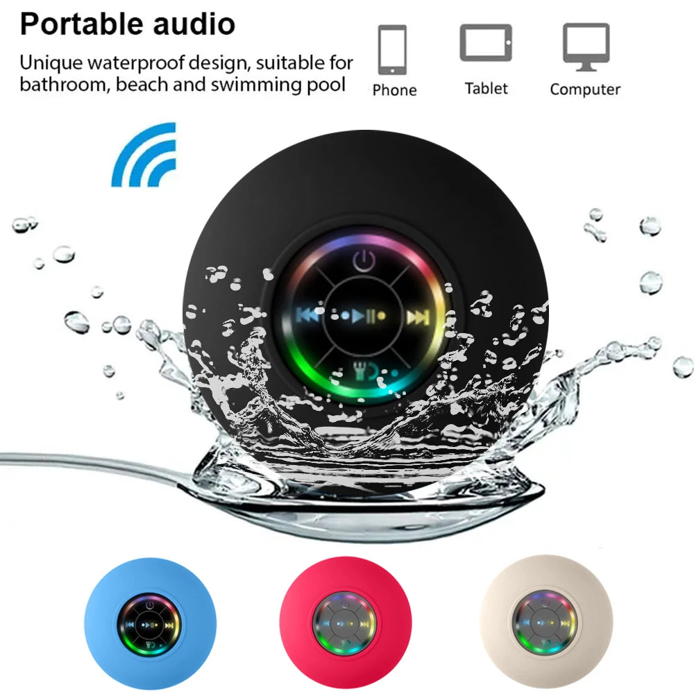 Wireless Bluetooth Speaker Bathroom IPX4 Waterproof Portable Speaker with Powerful Suction Cup Outdoor Sports Stereo Speaker