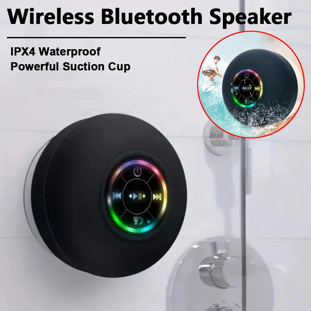 Wireless Bluetooth Speaker Bathroom IPX4 Waterproof Portable Speaker with Powerful Suction Cup Outdoor Sports Stereo Speaker