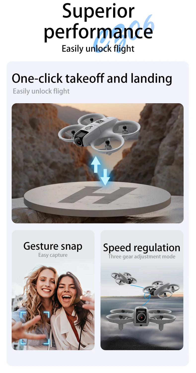 CZ06 Mini Drone for Kids - Rotating Colorful Light RC Quadcopter Aircraft 4K Camera UFO Shape Airplane Toy Gift