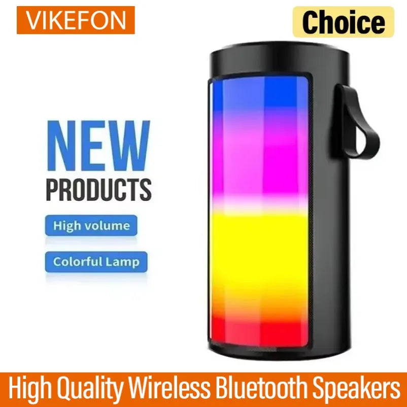 VIKEFON High Quality Wireless Bluetooth Speakers Powerful Portable Sound Box Subwoofer Audio Bass Player Sound System LED Light