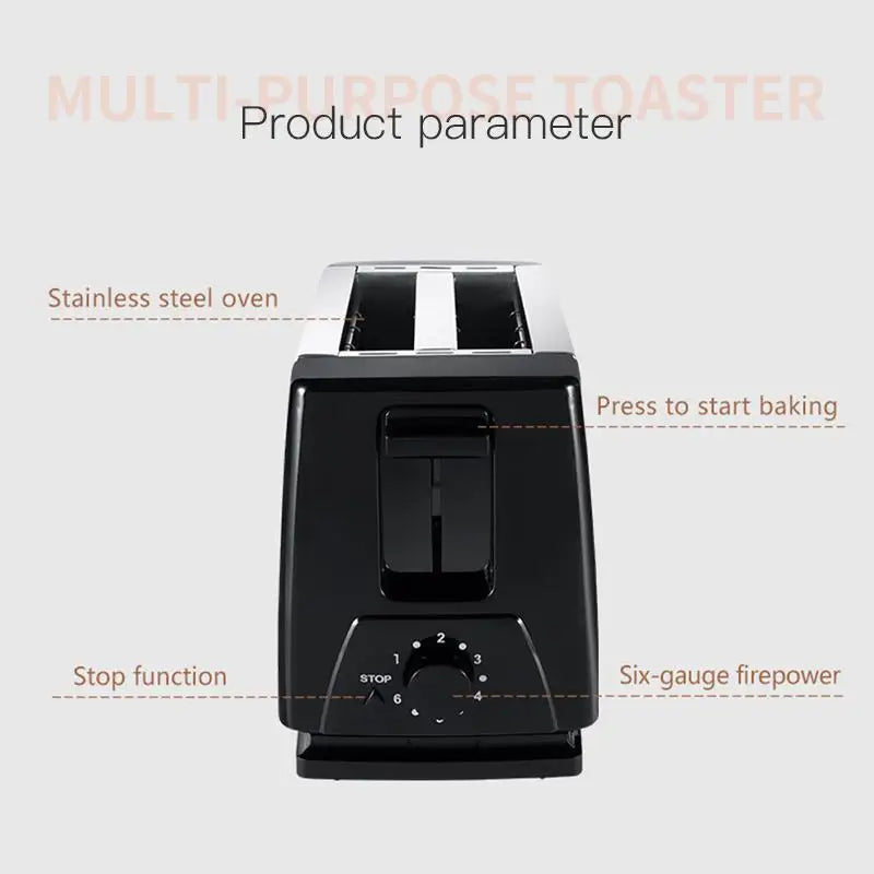 Smart Retro Electric Mini Toaster Oven Auto Pop-Up 2 Slices Sandwich Bread Toaster with Defrosting Warming Function for Home Use