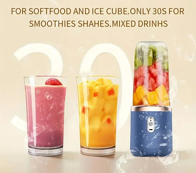 2-in-1 portable blender and juicer with 6 blades, USB charging, suitable for slush, milkshakes, and ice drinks, Thanksgiving