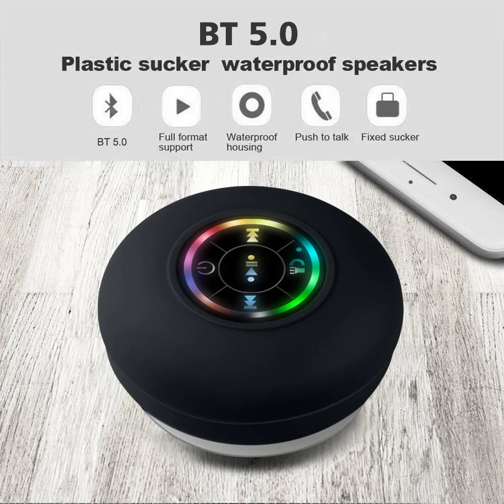 Wireless Bluetooth Speaker Bathroom IPX4 Waterproof Portable Speaker with Powerful Suction Cup Outdoor Sports Stereo Speaker