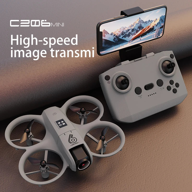 CZ06 Mini Drone for Kids - Rotating Colorful Light RC Quadcopter Aircraft 4K Camera UFO Shape Airplane Toy Gift