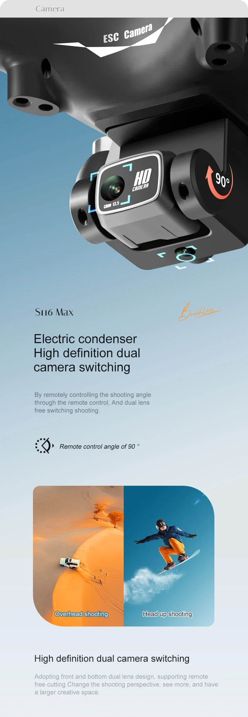 S116 MAX Drone Professional with 3 Batteries 8K Dual Camera Optical Flow Brushless 360° Obstacle Avoidance WIFI FPV RC Dron Toys