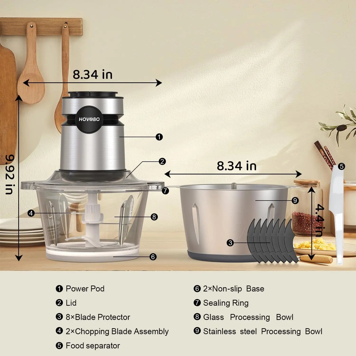 2 Speeds  500W Electric Food Processor 2L Meat Grinder Mincer kitchen Blender Food Processor Slicer Vegetable Food Chopper Meat