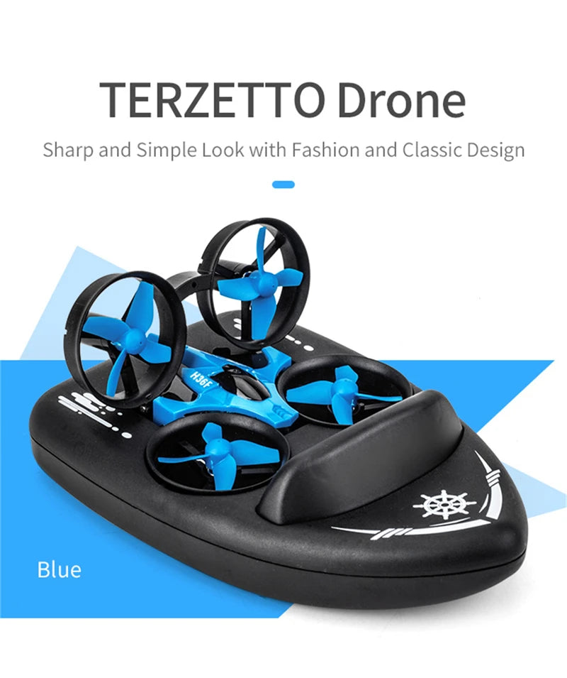 Upgraded JJRC H36F Mini Drone Helicopter 2.4G 4CH 6-Axis Gyro Speed 3D Flip Headless Mode RTF Boat Car Water Ground Air  3-mode