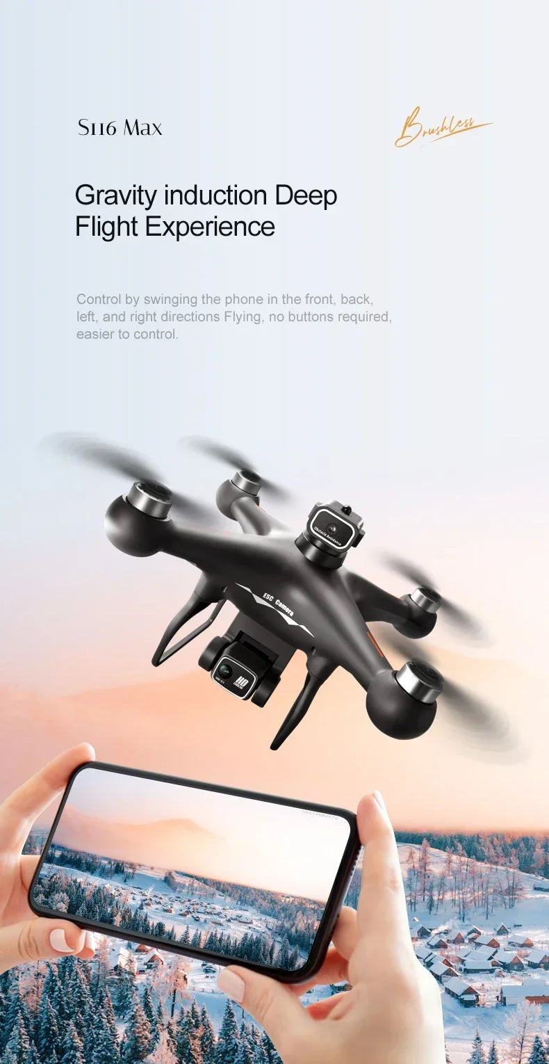 S116 MAX Drone Professional with 3 Batteries 8K Dual Camera Optical Flow Brushless 360° Obstacle Avoidance WIFI FPV RC Dron Toys