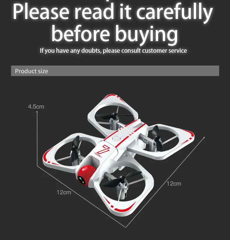 CZ06 Mini Drone for Kids - Rotating Colorful Light RC Quadcopter Aircraft 4K Camera UFO Shape Airplane Toy Gift