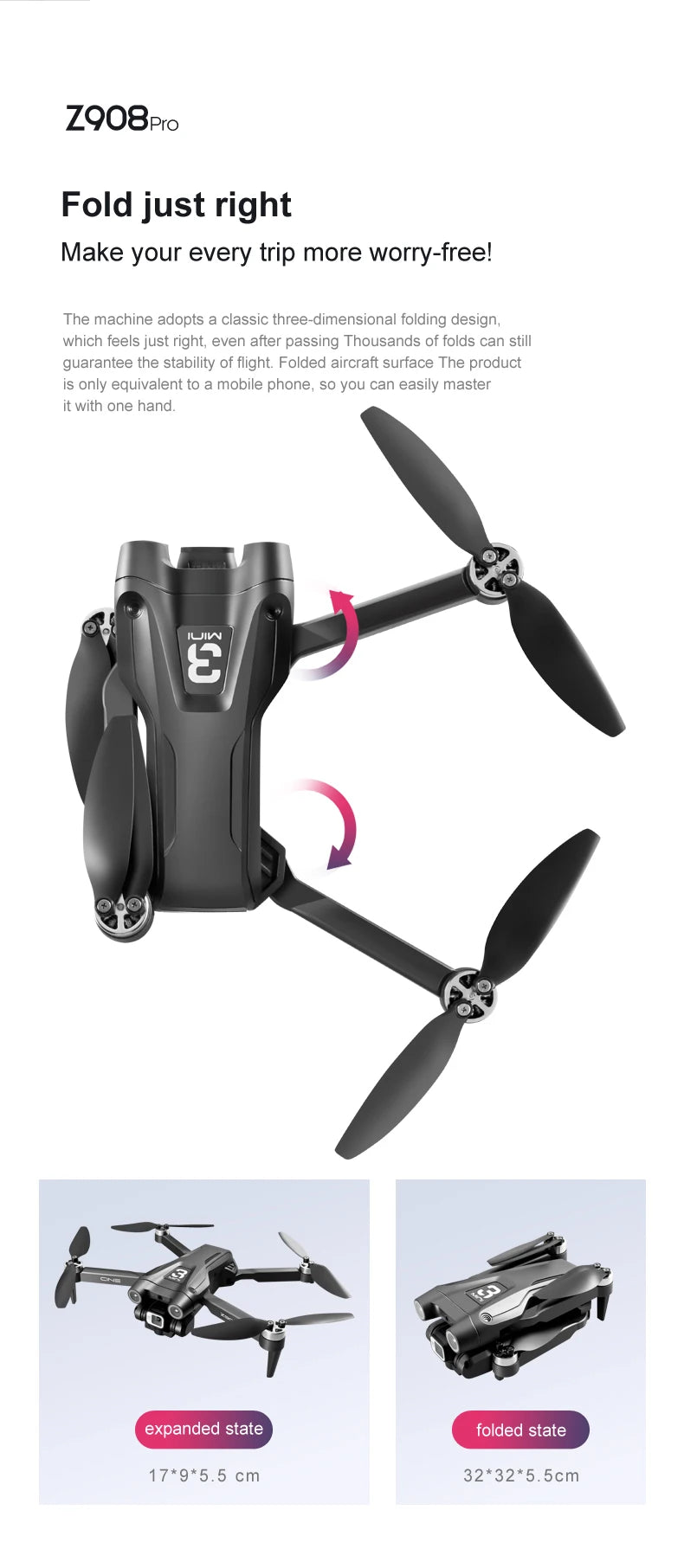 For Xiaomi Z908 Pro /MAX Drone 8K Professional Dual Camera GPS Avoidance Quadcopter Optical Flow Localization 3-side avoidance