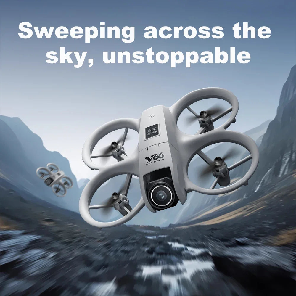 V66 Mini Drone 8K HD Camera Drones WiFi Obstacle Avoidance Foldable Quadcopter RC Helicopter Small Dron Toys for Kids Gift