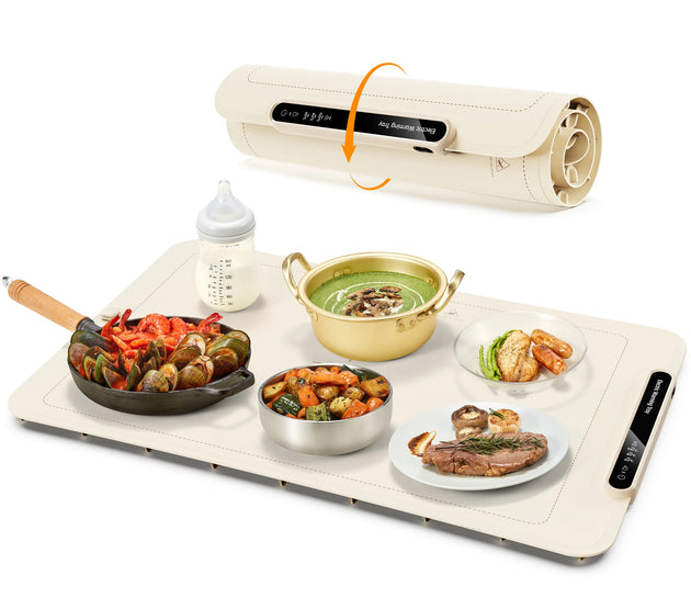Electric Warming Tray, Yabano Foldable Food Warming Mat with 3 Temperature Settings, Auto Shut-Off Food Warmer for Buffet