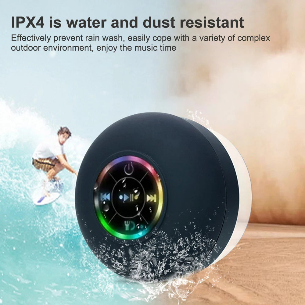 Wireless Bluetooth Speaker Bathroom IPX4 Waterproof Portable Speaker with Powerful Suction Cup Outdoor Sports Stereo Speaker