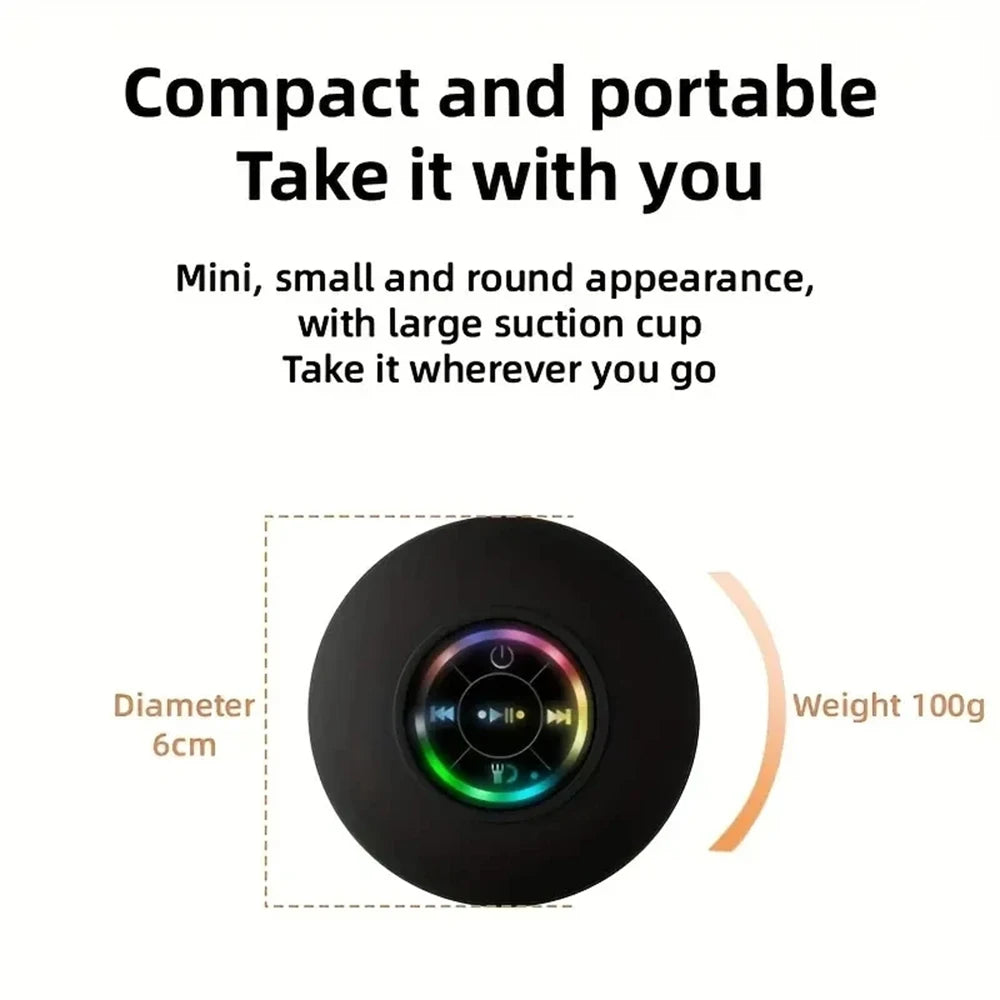 Wireless Bluetooth Speaker Bathroom IPX4 Waterproof Portable Speaker with Powerful Suction Cup Outdoor Sports Stereo Speaker