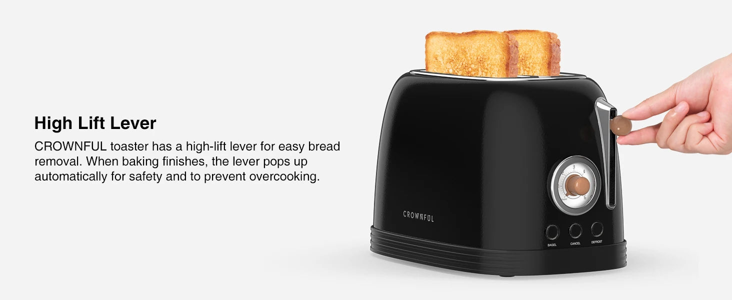 Crownful 2 Slices Bread Toaster for Sandwiches Waffles Extra Wide Slot Toasters Electric Kitchen Double Oven 120V Mini Toaster