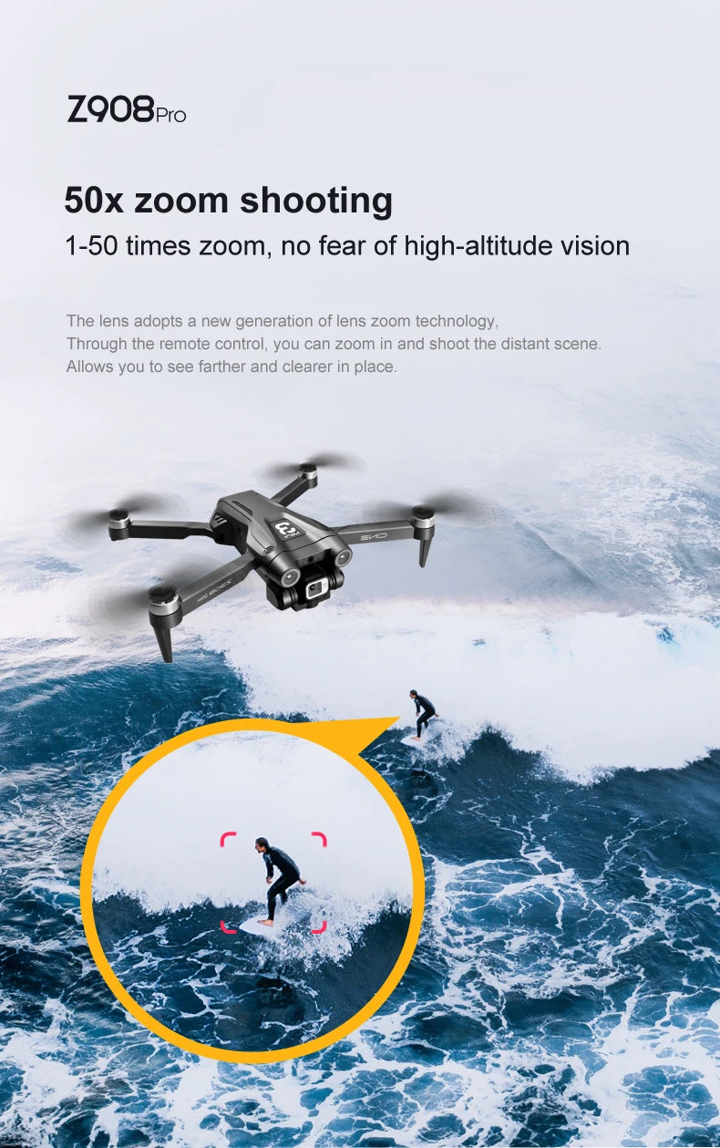 For Xiaomi Z908 Pro /MAX Drone 8K Professional Dual Camera GPS Avoidance Quadcopter Optical Flow Localization 3-side avoidance