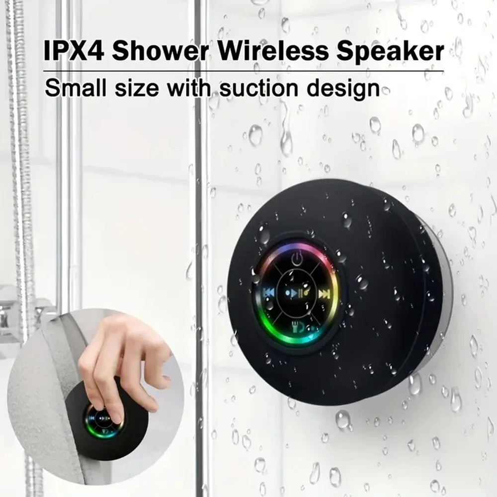 Wireless Bluetooth Speaker Bathroom IPX4 Waterproof Portable Speaker with Powerful Suction Cup Outdoor Sports Stereo Speaker