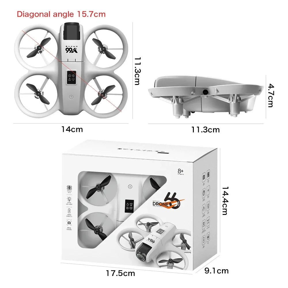 V66 Mini Drone 8K HD Camera Drones WiFi Obstacle Avoidance Foldable Quadcopter RC Helicopter Small Dron Toys for Kids Gift