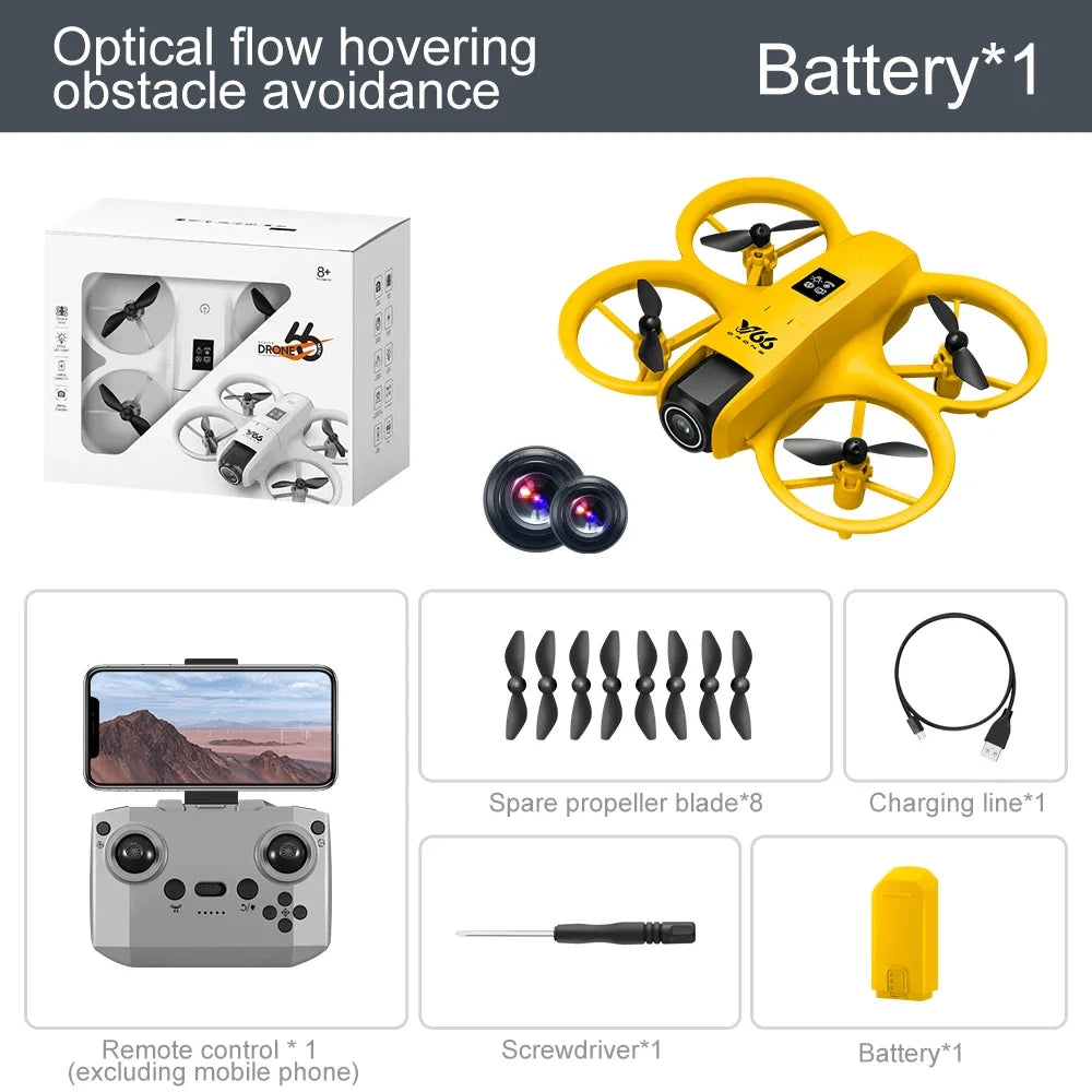 V66 Mini Drone 8K HD Camera Drones WiFi Obstacle Avoidance Foldable Quadcopter RC Helicopter Small Dron Toys for Kids Gift