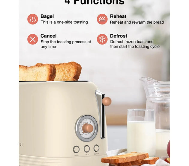 Crownful 2 Slices Bread Toaster for Sandwiches Waffles Extra Wide Slot Toasters Electric Kitchen Double Oven 120V Mini Toaster