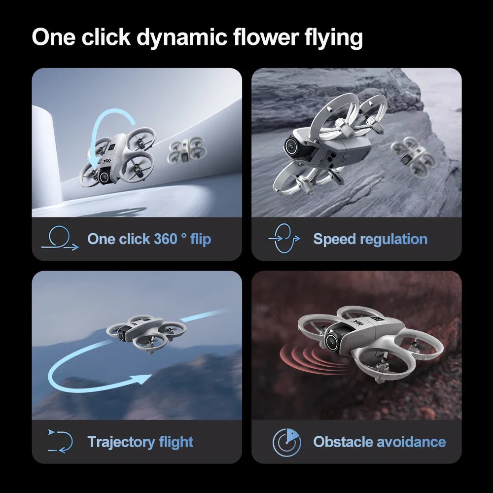 V66 Mini Drone 8K HD Camera Drones WiFi Obstacle Avoidance Foldable Quadcopter RC Helicopter Small Dron Toys for Kids Gift