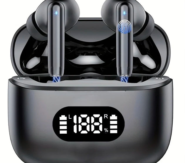 Wireless Earphone 40dB Noise Cancelling Bluetooth 5.3 Headphone 6 Mic ENC with LED Display HD Call TWS Earbuds Transparency Mode