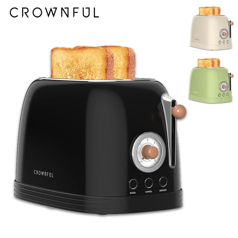 Crownful 2 Slices Bread Toaster for Sandwiches Waffles Extra Wide Slot Toasters Electric Kitchen Double Oven 120V Mini Toaster
