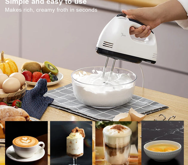 Electric Egg Beater Handheld Food Cake Bread Baking Dough Mixer for Kitchen Cooking 7 Speed Cream Egg White Blender Dough Mixer