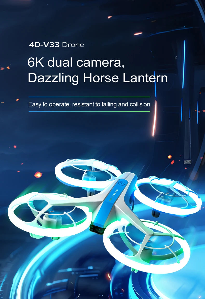 4DRC V33 Drones 8K 4K HD Camera RC Drone with Altitude Hold and Headless Mode RC Quadcopter with LED Light Gift Toy for Kids