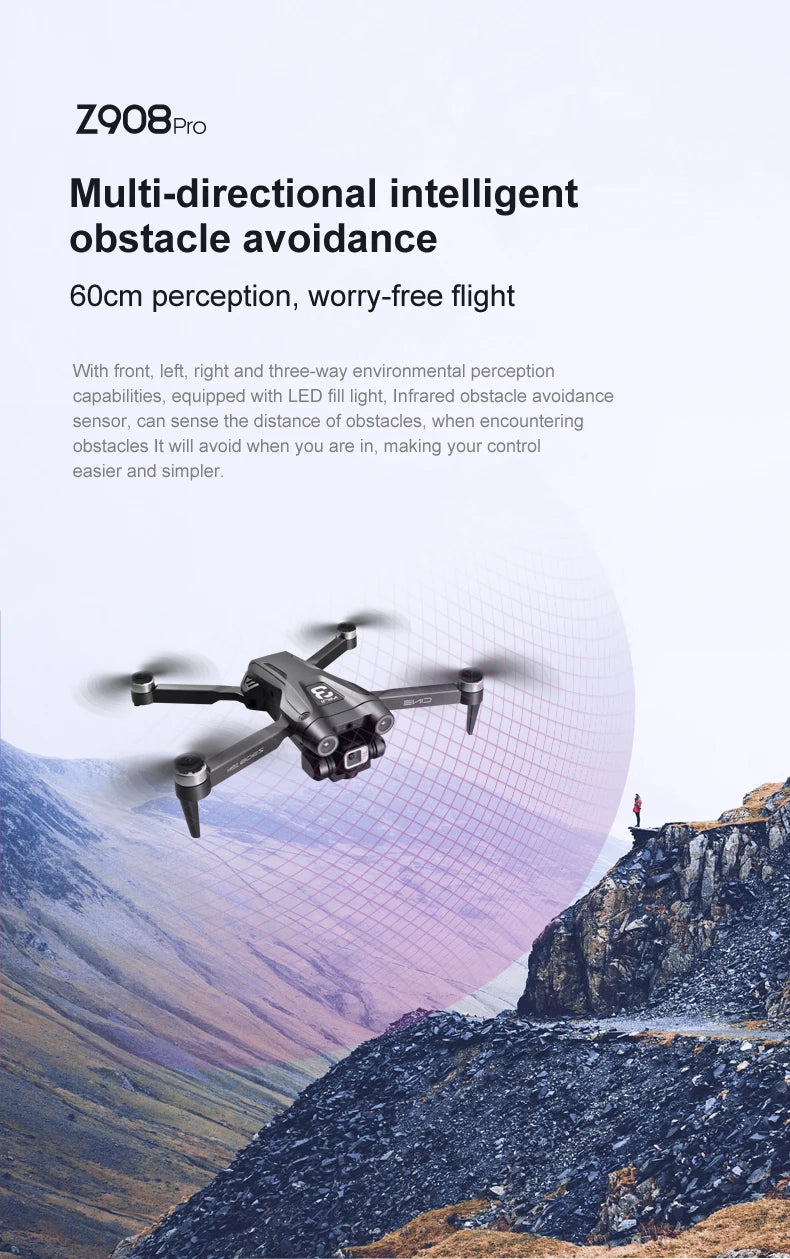 For Xiaomi Z908 Pro /MAX Drone 8K Professional Dual Camera GPS Avoidance Quadcopter Optical Flow Localization 3-side avoidance