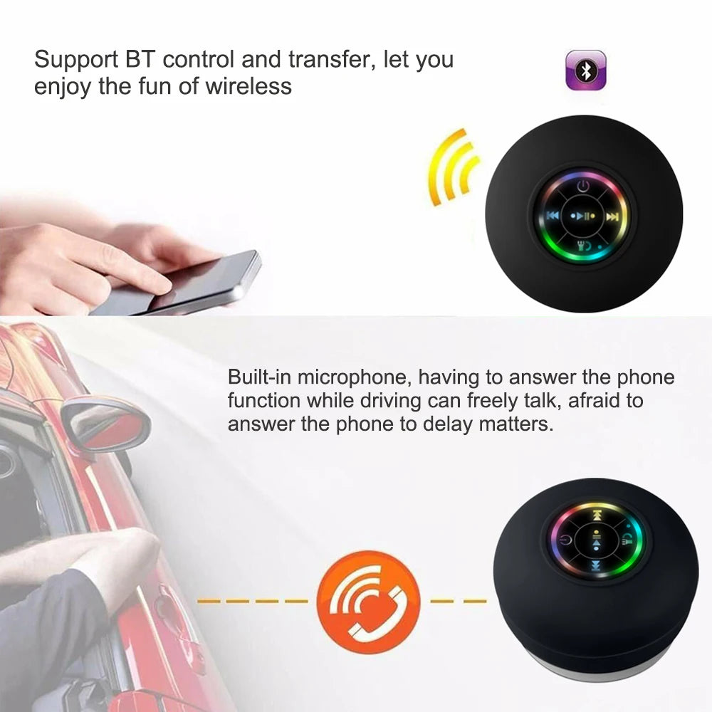 Wireless Bluetooth Speaker Bathroom IPX4 Waterproof Portable Speaker with Powerful Suction Cup Outdoor Sports Stereo Speaker